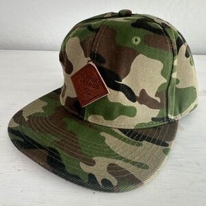 Slyfox Threads Hat Mens OSFM Snapback Green Camo Leather Patch Crown